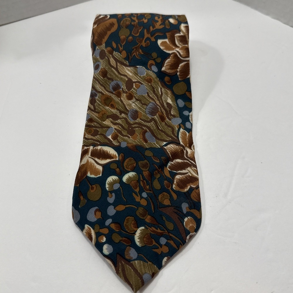 Brandini-Italy-Silk Tie-Teal Brown‎ And Olive Green